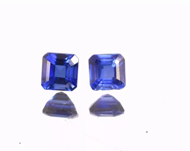 4.00 TCW Natural Blue Sapphire Certified Asscher Cut Gemstone Pair 4x4 mm