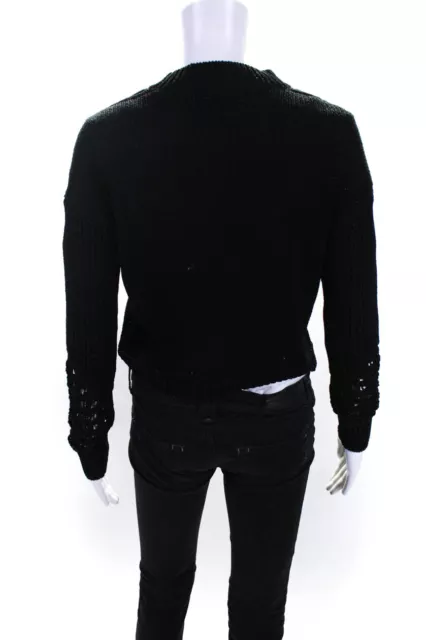 3.1 Phillip Lim Women's Crochet Knit Crewneck Pullover Sweater Black Size S 3
