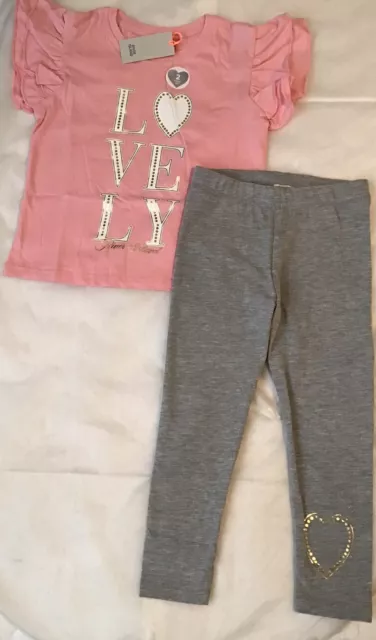 River island mini girls aged 4-5 years pink frill T-shirt outfit BNWT