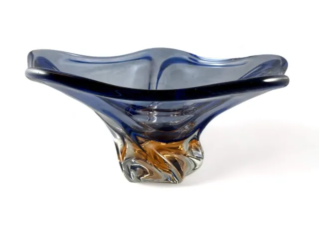 Vintage glass bowl MURANO Sommerso art purple pentagonal 10" 1960's ITALY EVC