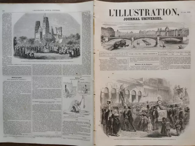 L' Illustration 1852 N 486 Inauguration Du Buste Du President De La Republique