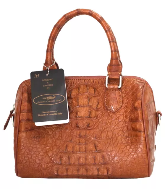 Authentic M Crocodile Skin Womens Genuine Hornback Clutch Bag Purse W/Strap S