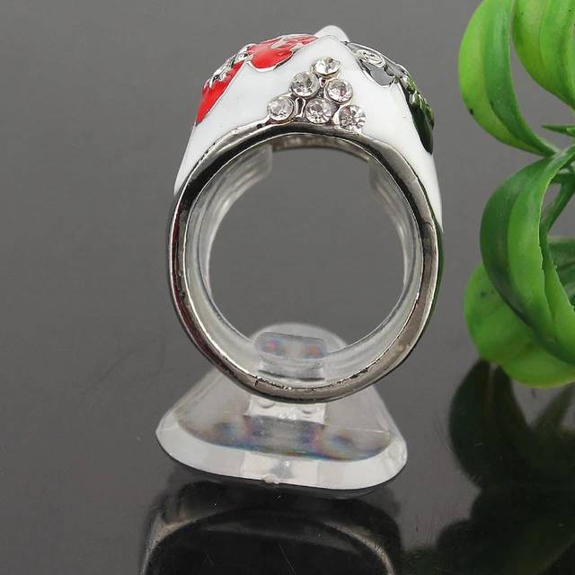 9K Gold Filled Crystal Mask Masquerade Theatre Drama Goth Punk Ring Size 9 Red 2
