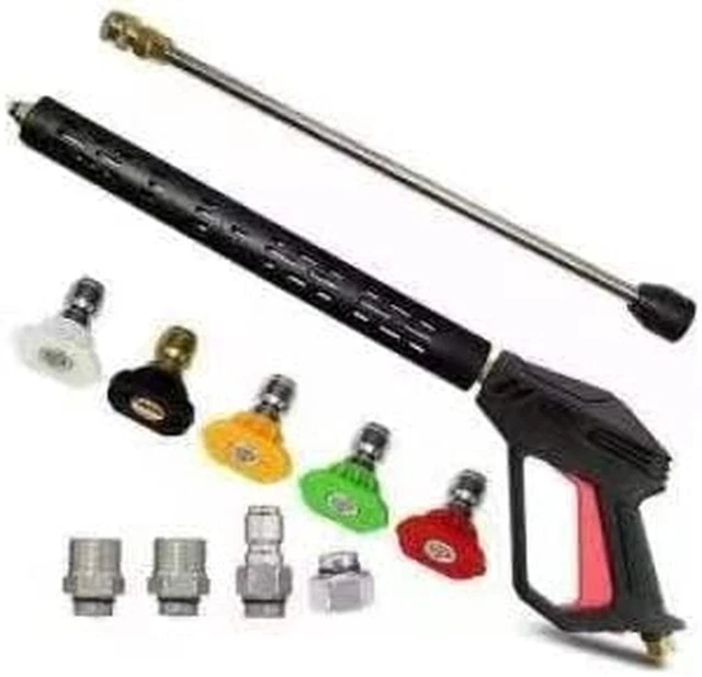 High Pressure Washer Spray Gun 4000PSI Car Power Wand Lance Nozzle Tips Hose Kit