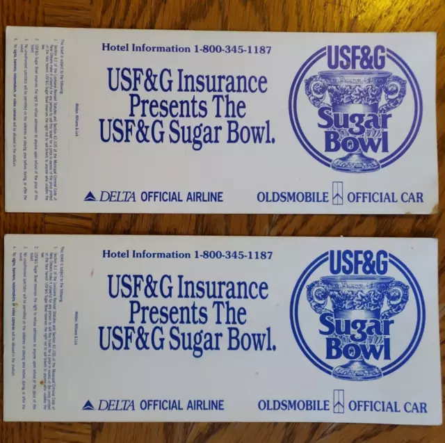 1994 Sugar Bowl Florida Gators vs. West Virginia Mountaineers Two Unused Tickets 2