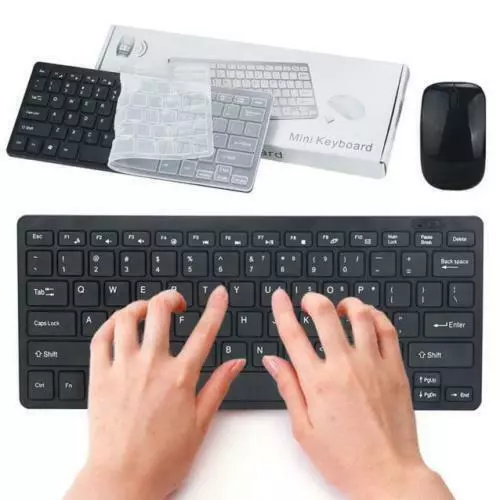 TASTIERA MOUSE WIRELESS 2.4GHz PER PC COMPUTER WIFI KEYBOARD SENZA FILI