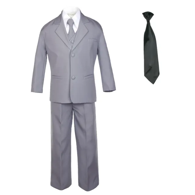 Baby Toddler Boy Teen Formal Wedding Medium Gray Suit Tuxedo a Color Tie to Pick