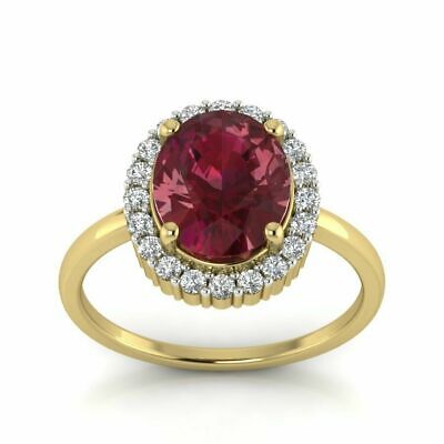 2.0 Carat Lab created Red Garnet Halo Diamond Engagement Ring for women's Gifts 2