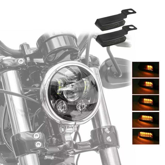 Set Faro 5,75" + frecce manubrio TS4 tinto per Harley Sportster 883 Iron / Low