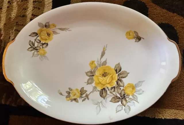 Cotillion Yellow Rose Coupe By SANGO 16” OVAL SERVING PLATTER 1950 Made in Japan