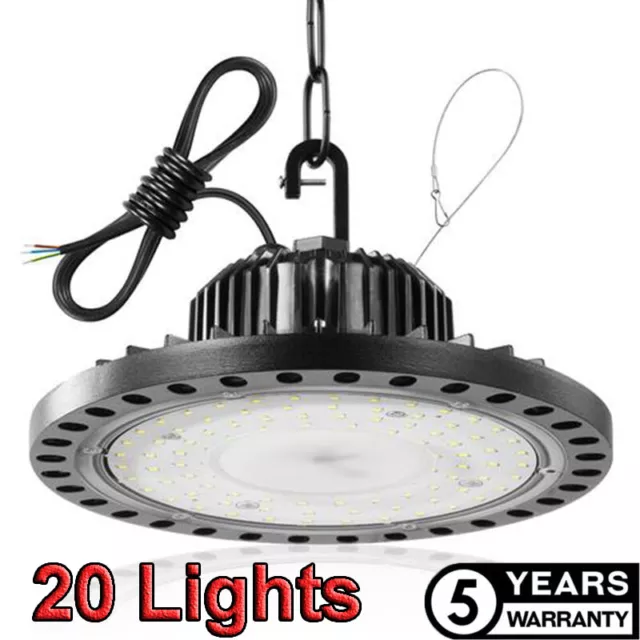 20Pack 100W LED High Bay Light UFO Factory Workshop Warehouse Industrial Lights