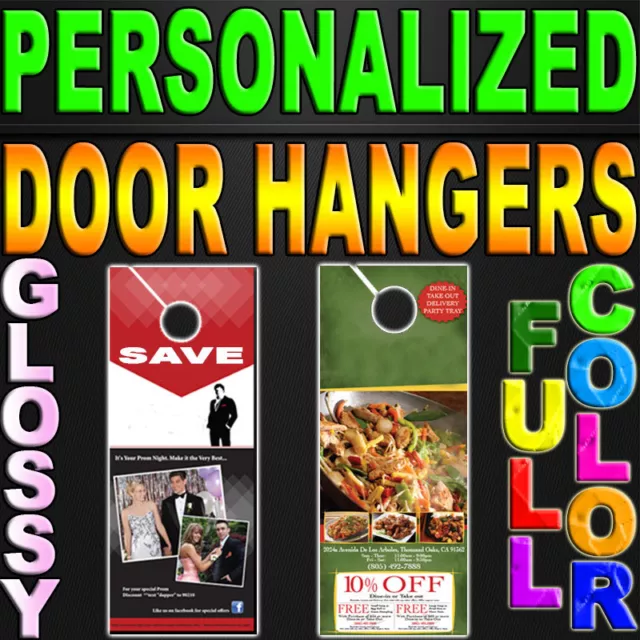 500 Door Hangers 14pt THICK GLOSSY Full Color 4.25"x11" Door hanger 4.25x11