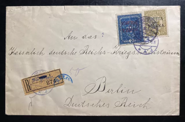 1918 Warsaw Poland Austrian Empire Fake Registered cover To Berlin Germany