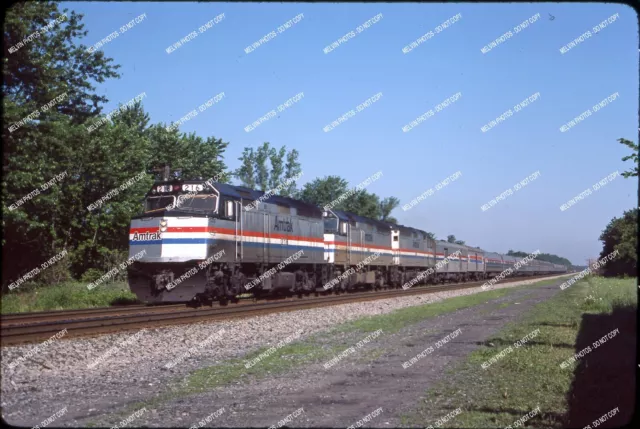 6.	ORIG SLIDE Amtrak 216 F40PH drei Stück auf langem Seeufer Tr#48 Original KB