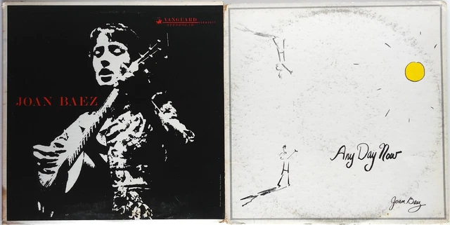 Lot of 2 JOAN BAEZ Vinyl Record Albums ~ Self Titled & Any Day Now ~ 3xLPs VG+