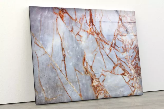 Gold Red & Grey Marble Tempered Glass Printing Wall Art Australian Made Quality