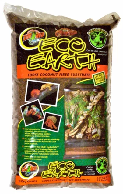 Zoo Med Eco Earth Loose Coconut Fiber Substrate for Reptiles 8 quarts