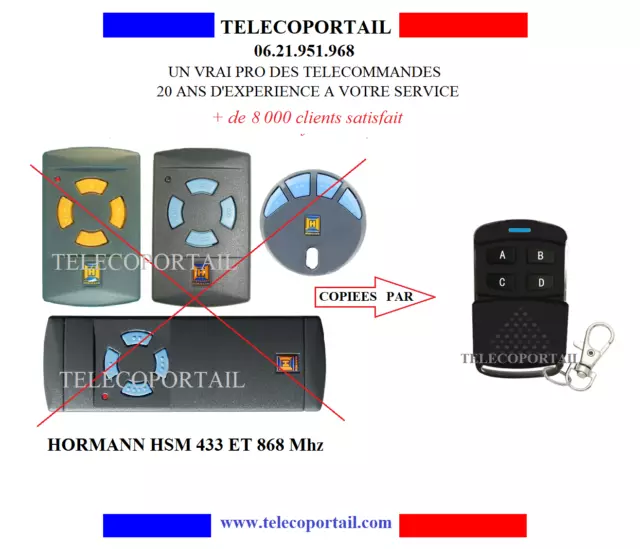 Telecommande Copieuse Multifrequence Compatible Hormann 433.92 868.30 Mhz