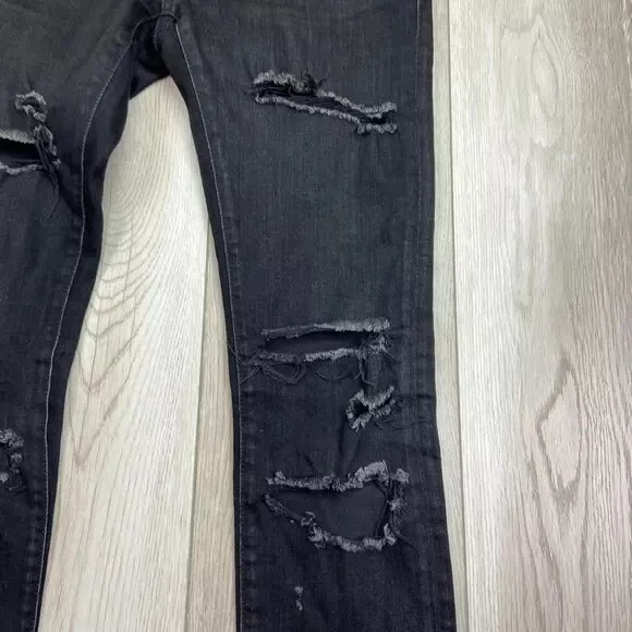 Saint Laurent Paris Jeans Mens 27 Black Distressed Skinny D02 M/SK-LW Men 27x28 2