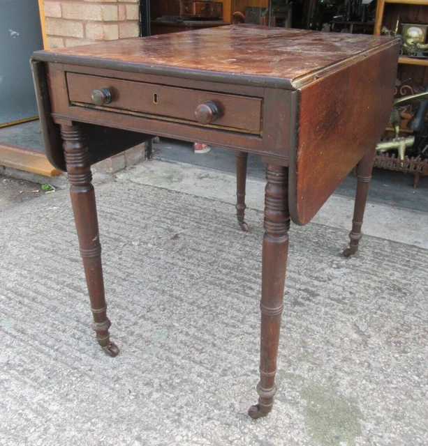ANTIQUE VICTORIAN MAHOGANY Pembroke Table Drop Leaf Dining Side Table