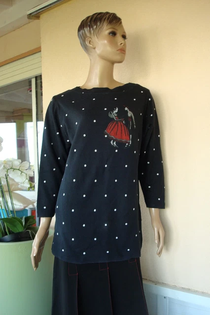 Pull Sweat Tunique Noir A Pois Blanc De Marque * Kookai * T38/40 Neuf
