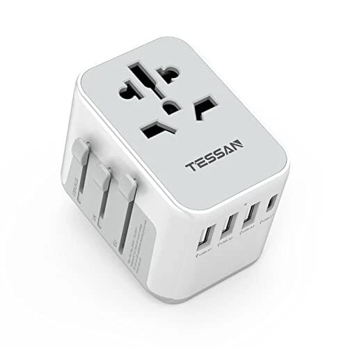TESSAN Adaptateur de Voyage Electrique avec 3 USB et 1 Type C