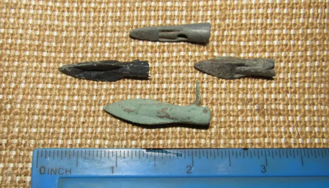 Scythian- Sarmatia Bronze 4 pcs.Old Original Ancient Barbed Arrowhea 7-4 BC 3