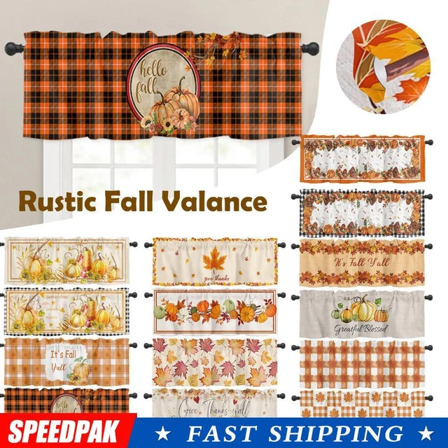 Tenda per finestra Ringraziamento arancione nera gialla zucca fatta a mano L6J5