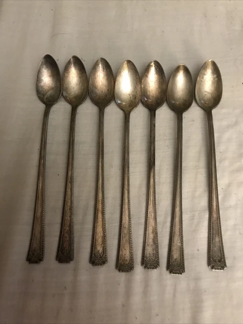 VINTAGE 7 NATIONAL Silver Co. NSC Ice Tea SPOONS EPNS