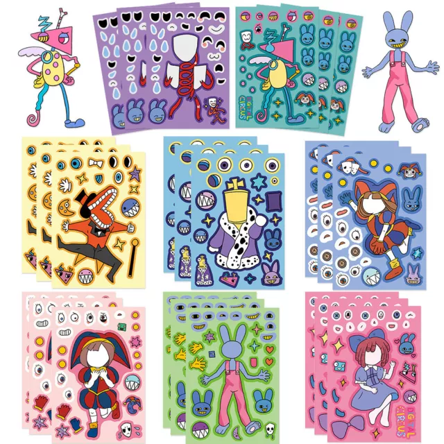 Pack Of 8 The Amazing Digital Circus Stickers Make Your Own DIY Kids Party Group