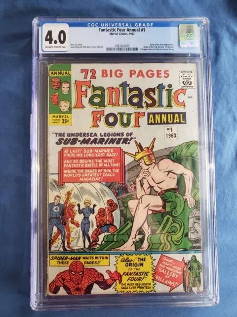 FANTASTIC FOUR ANNUAL 1 CGC 4.0 SUB-MARINER  1st LADY DORMA Marvel 1963