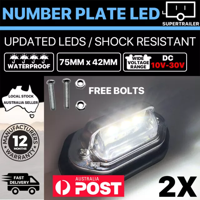 2x LED License NUMBER PLATE LIGHT TRUCK TRAILER VAN UTE CARAVAN 10-30V Chrome