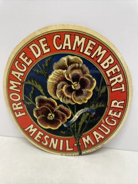 Ancienne Étiquette De Fromage: Camembert Mesnil-Mauger