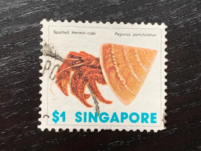 Singapore 1977 Shells $1 Spotted Hermit-Crab Pagurus Punctulatus - Used