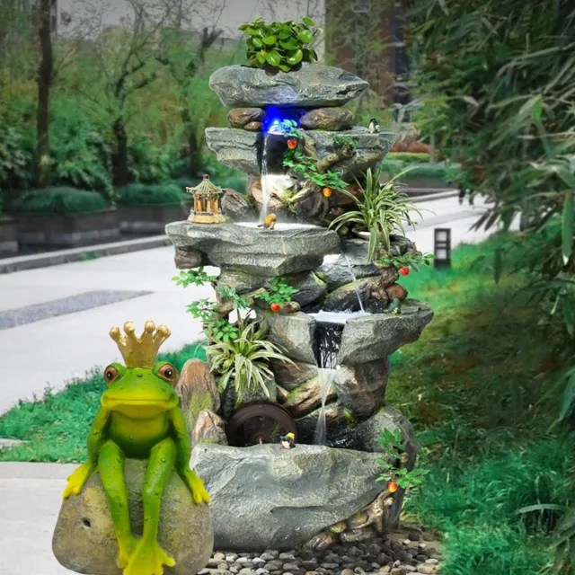 4er-Set Froschkönig. Gartendeko Figuren mit Goldener Krone in natürlichem Grün 2