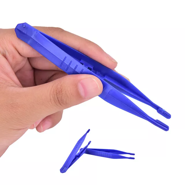 10pcs Disposable Medical First Aid Tweezer Small Plastic Tweezers Blue: SN❤