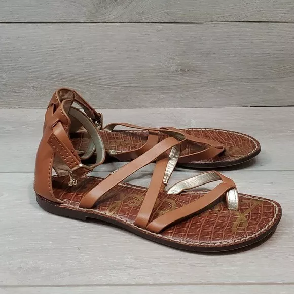 Sam Edelman Womens Gilroy Ankle Leather Strappy Sandals Flats shoes sz 8M