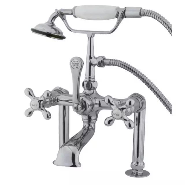 Vintage 7-Inch Deck Mount Clawfoot Tub Faucet with Hand Shower