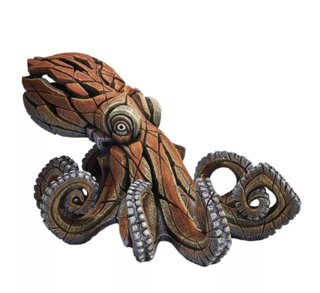 Edge Sculpture Octopus Statue 17.5" Wide Stone Resin Freestanding Brown Rust