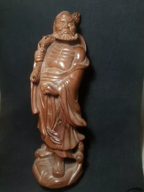 Old China Hand Carving Boxwood Buddhism Dharma Buddha Figurine Statue Size 30 CM