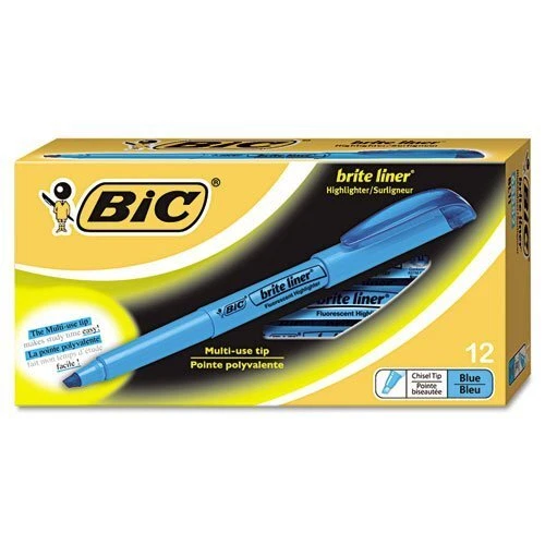 Brite Liner Highlighter Chisel Tip Fluorescent Blue Ink 1 Dozen BL11-BE 12