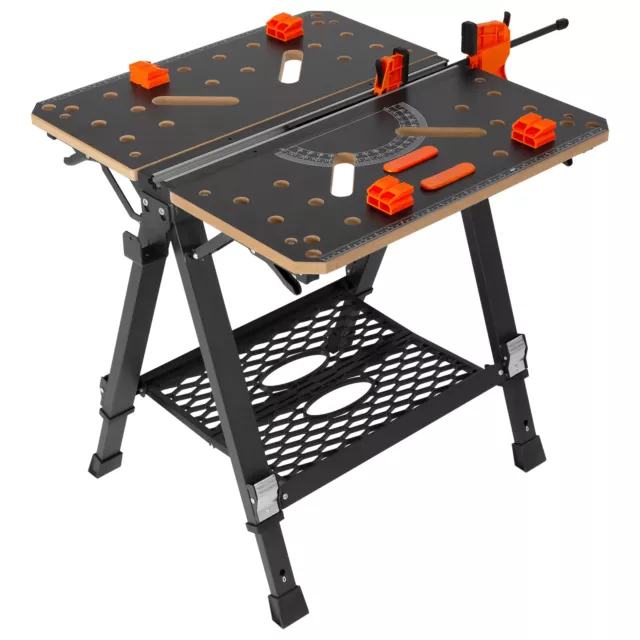 VEVOR Folding Work Table Workbench Sawhorse 1000 lbs Capacity Adjustable Heights