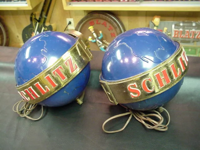 Vintage 50s Schlitz Beer Sconces Pair VINTAGE NICE Light and Spin