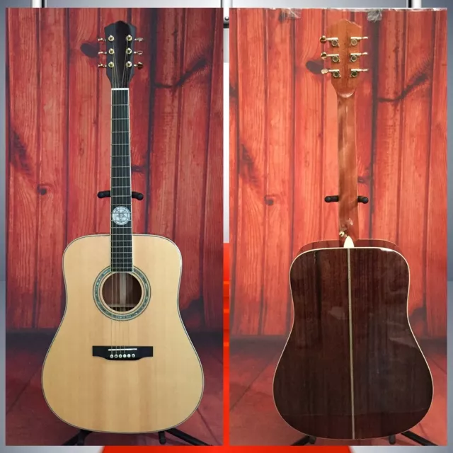 Full Solid Acoustic Guitar Ebony Ebony Fingerboard Spruce Top Rosewood Back&Side