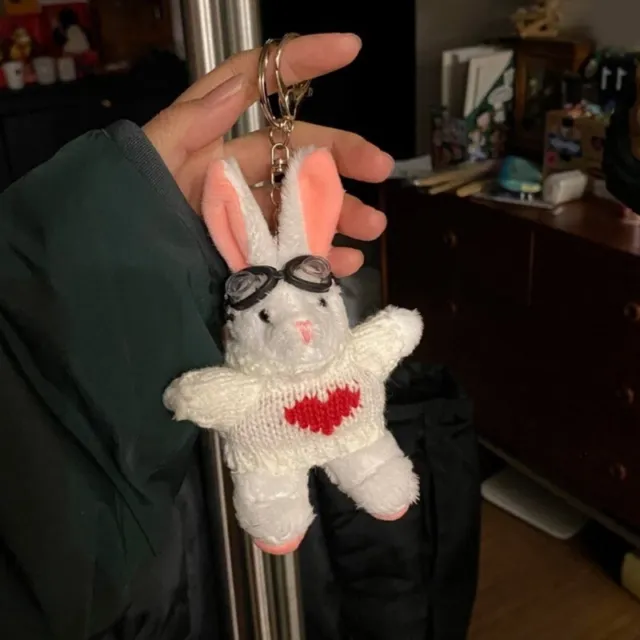 Cartoon Pilot Rabbit Keychain for Backpack Pendant Keyring Bag Keyring