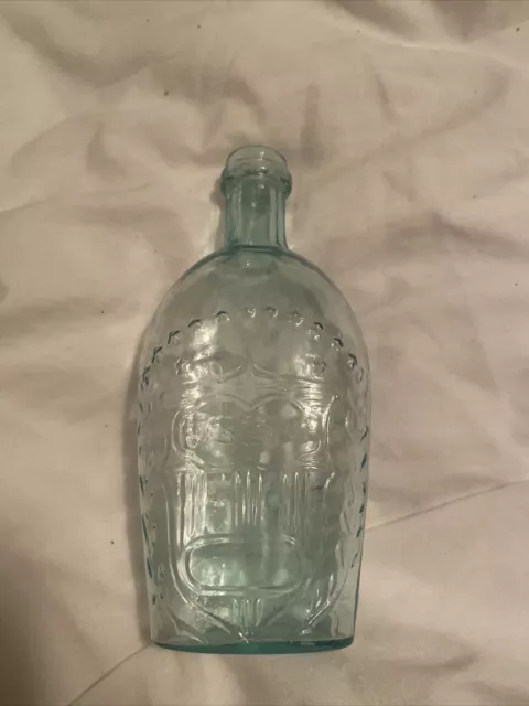 SUPERB CLASPED HANDS, EAGLE HISTORICAL FLASK, AQUA Nice Historic Flask Union War
