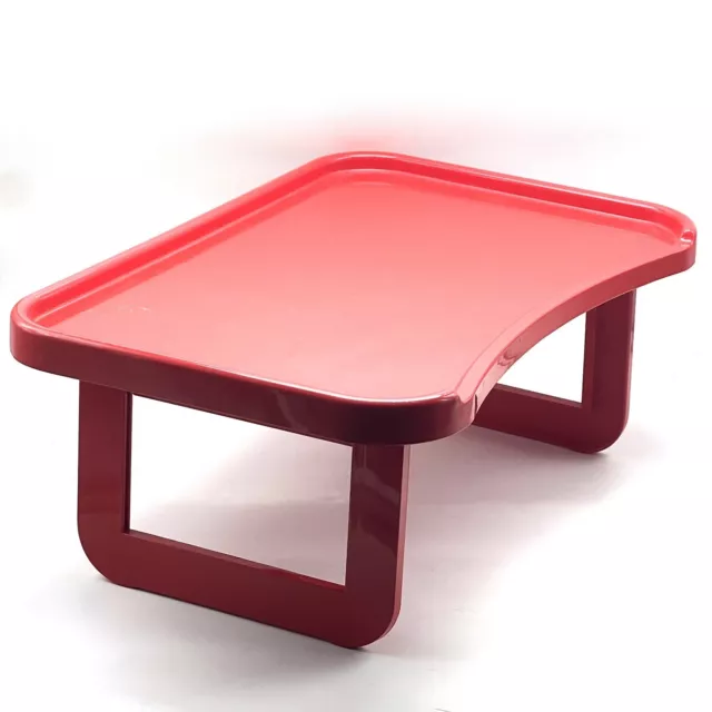 Vintage Bandeja Mesa Pequeña De Cama Kartell Diseño Olaf Von Bohr Años 70 Rojo