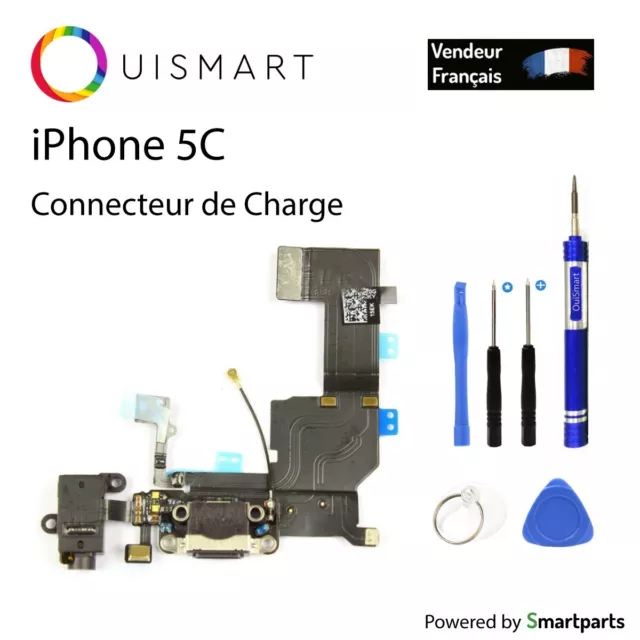 OuiSmart® NAPPE DOCK CONNECTEUR DE CHARGE ET JACK POUR IPHONE 5C NOIR