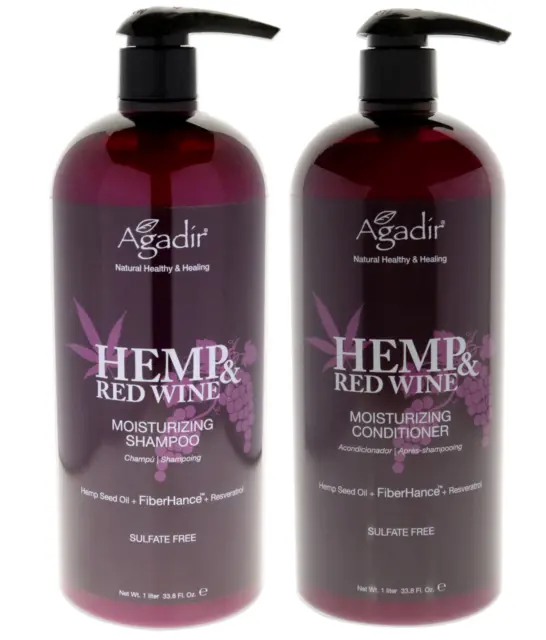 AGADIR HEMP & Red Wine Moisturizing Shampoo & Conditioner DUO 430ml/14 ...