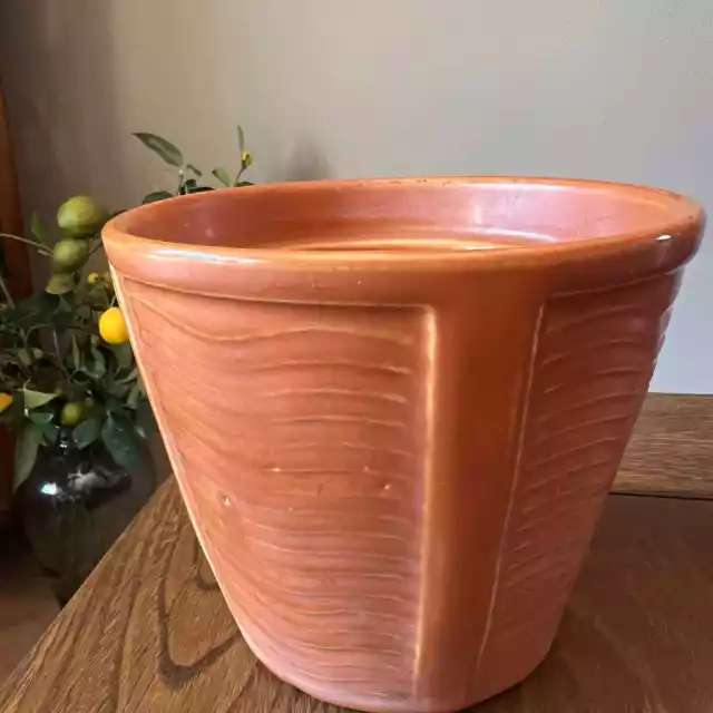 McCoy 1960s Orange Flower Waved Design Pot 3